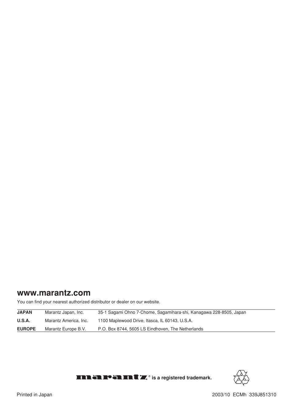 Marantz MA-9S1N User Manual | Page 47 / 47