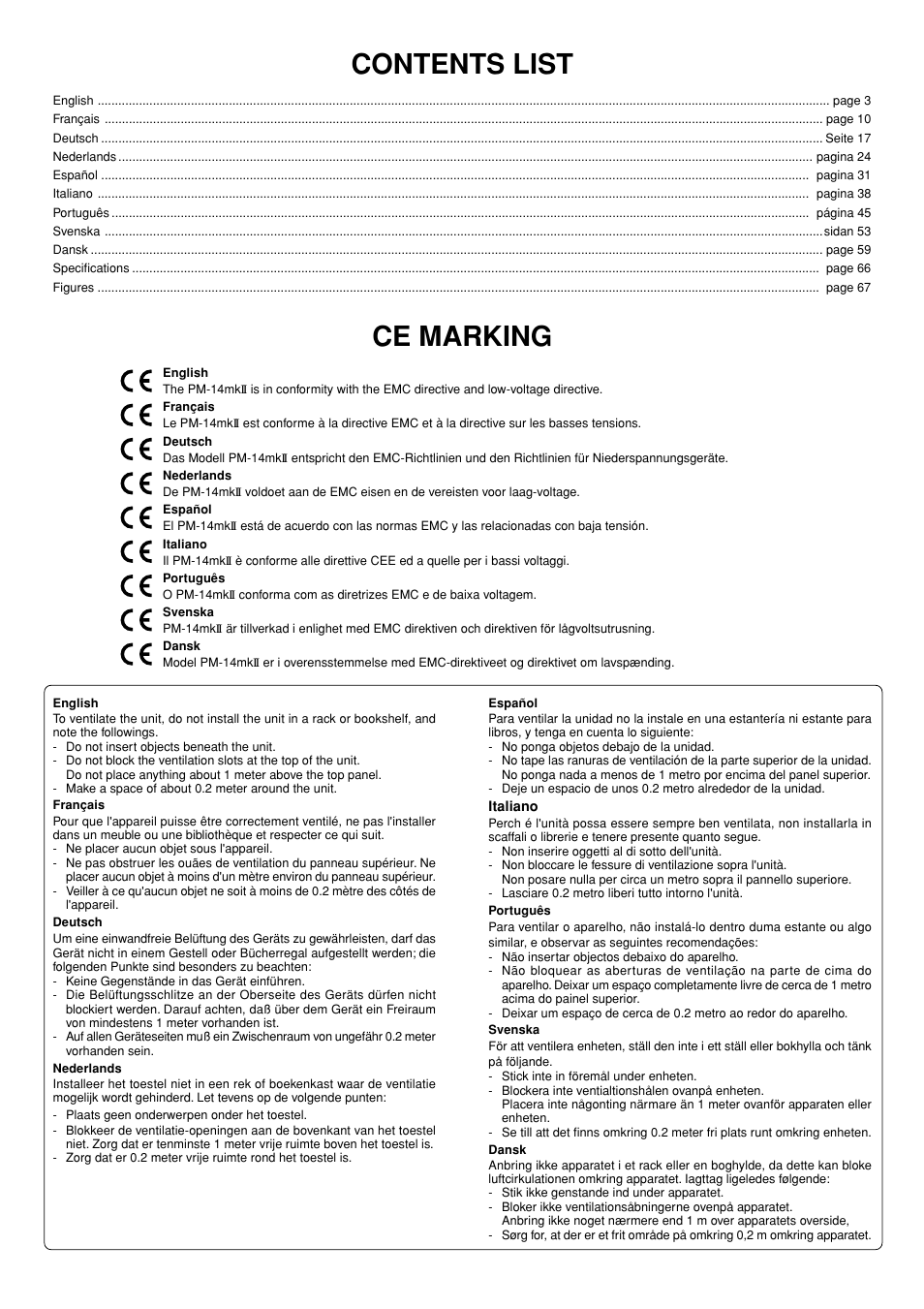 Contents list, Ce marking, 2english | Marantz PM-14mkII User Manual | Page 3 / 14