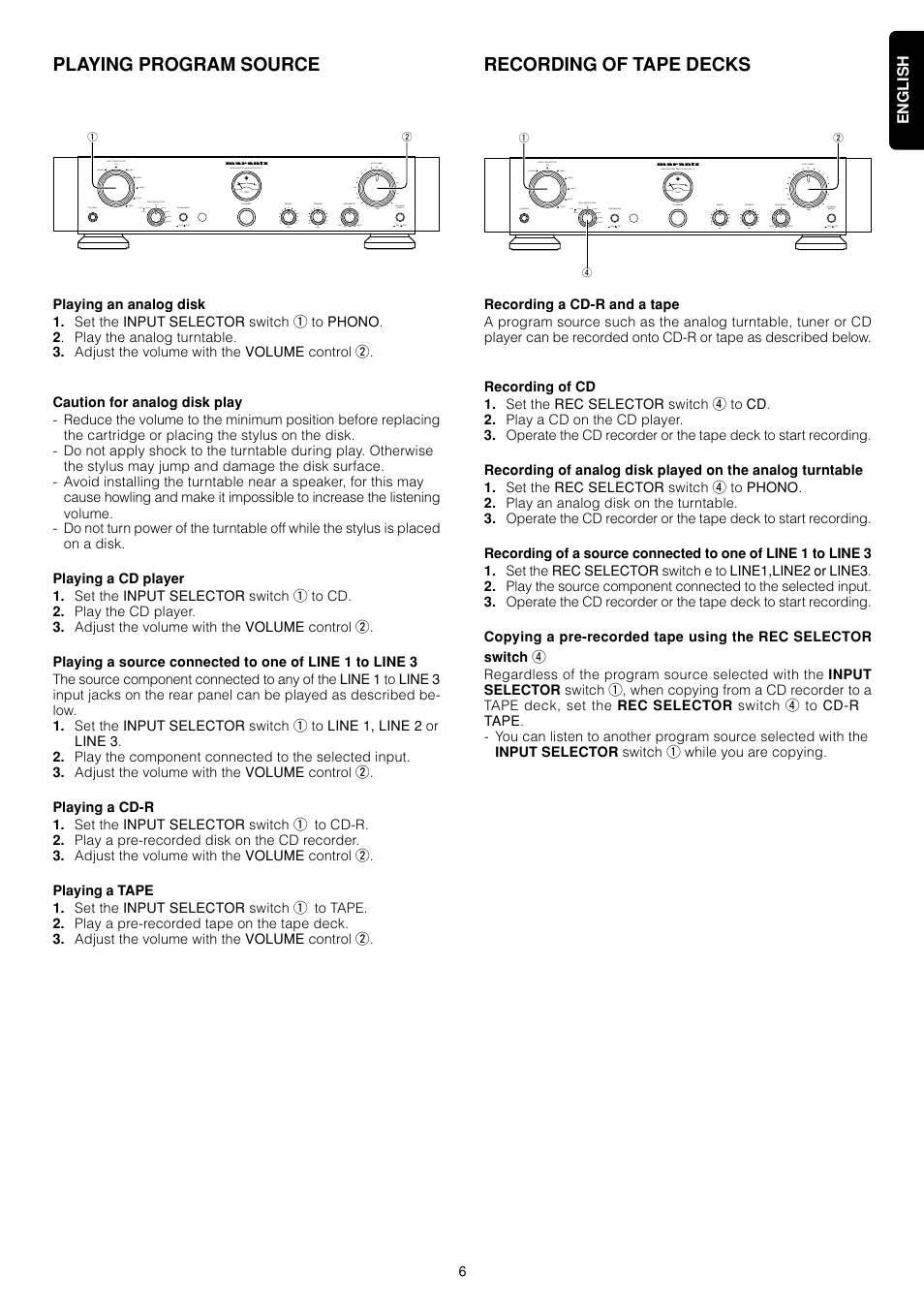 Playing program source recording of tape decks | Marantz PM-17mkII User Manual | Page 9 / 15