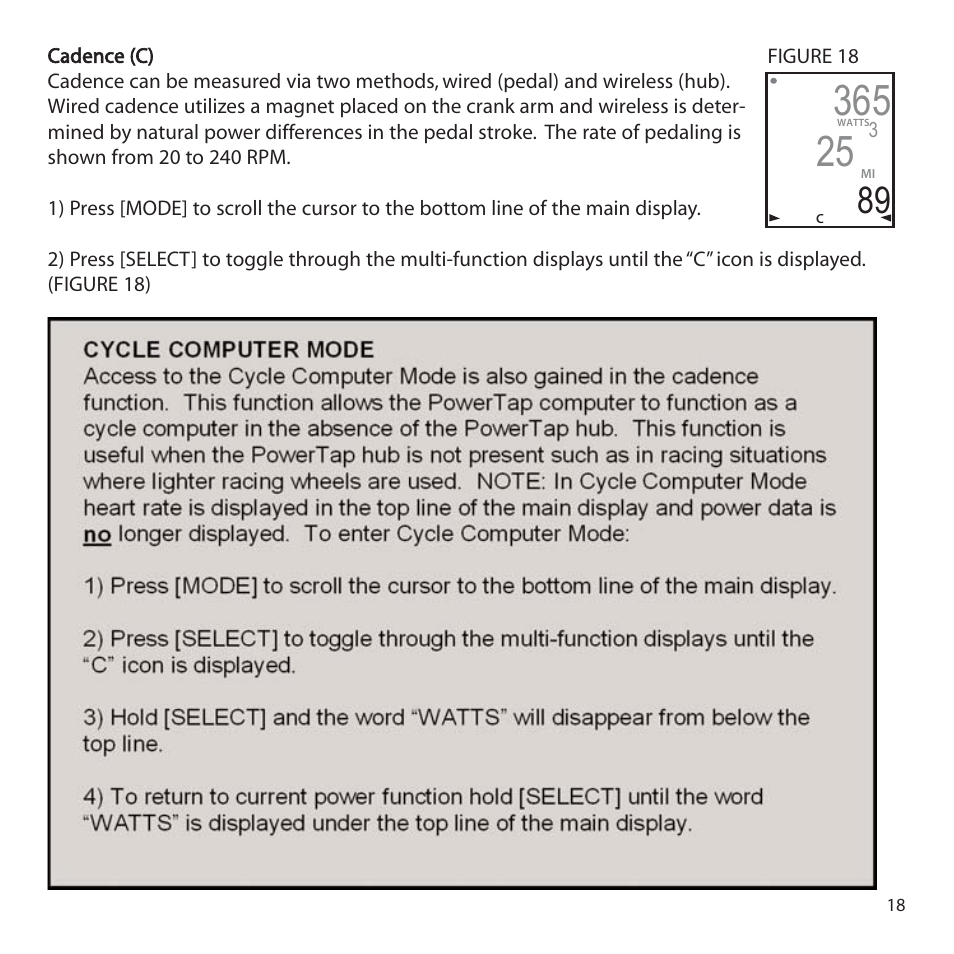 CycleOps PowerTap User Manual | Page 18 / 40