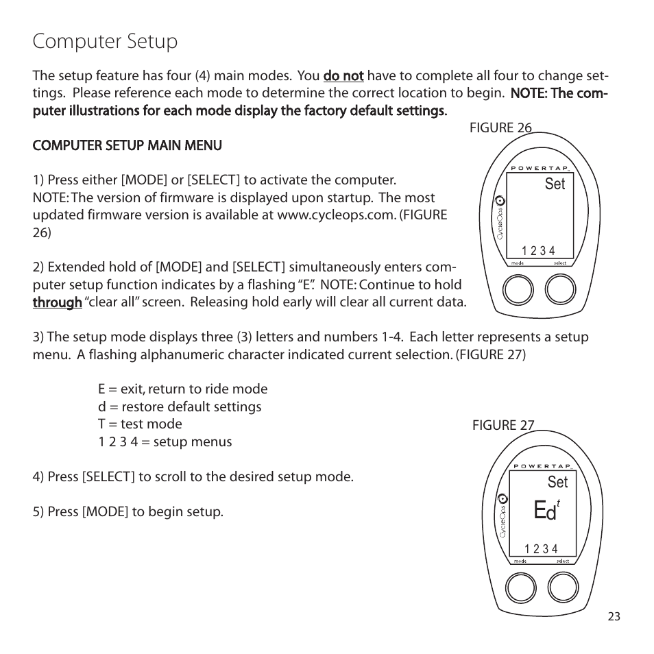 Computer setup | CycleOps PowerTap User Manual | Page 23 / 40