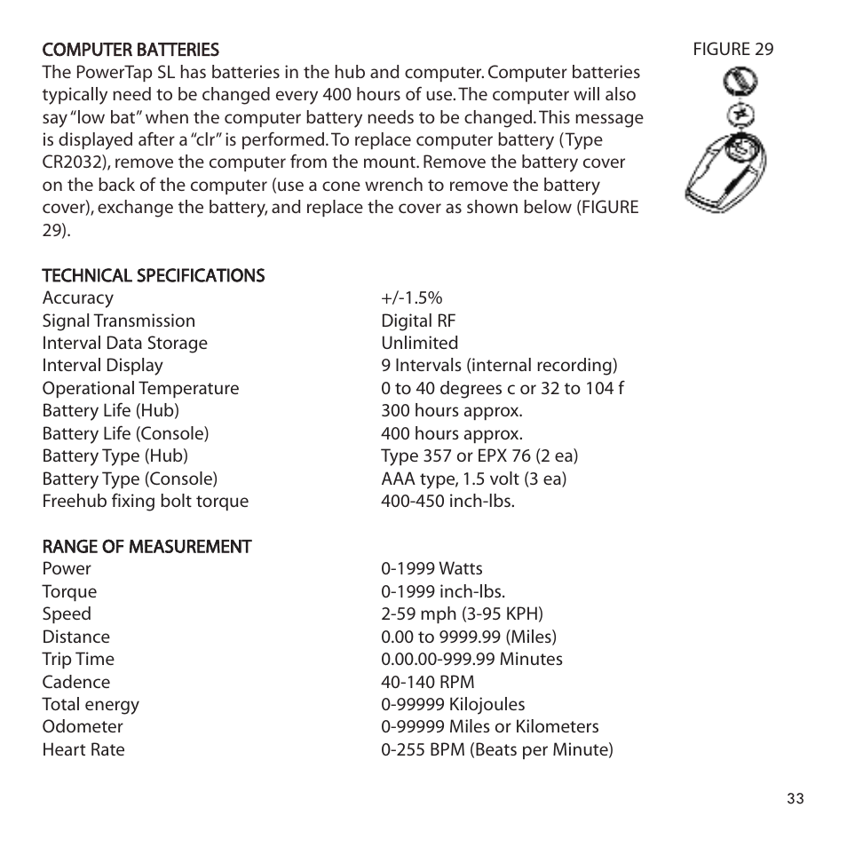 CycleOps PowerTap User Manual | Page 33 / 40