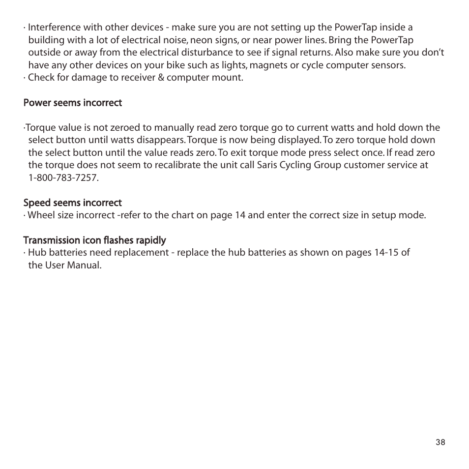 CycleOps PowerTap User Manual | Page 38 / 40