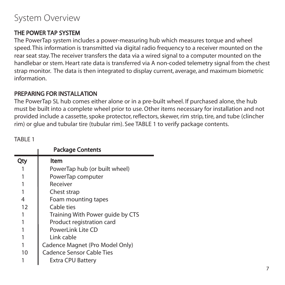 System overview | CycleOps PowerTap User Manual | Page 7 / 40