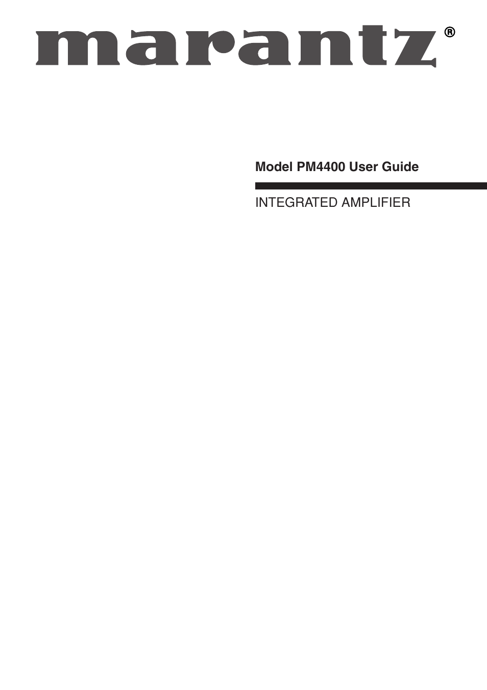 Marantz PM4400 User Manual | 13 pages
