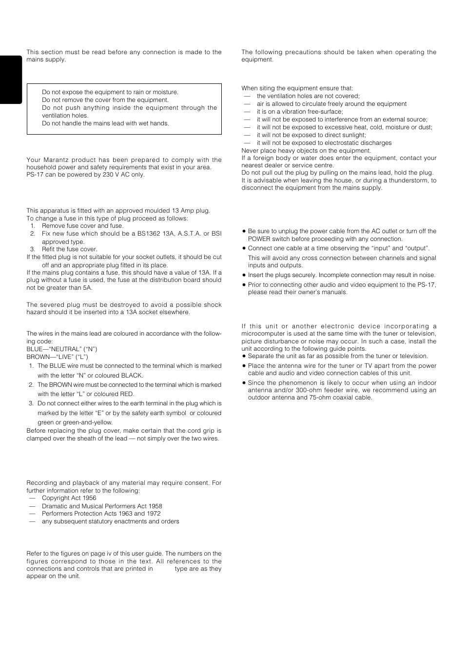 Foreword, Precautions | Marantz PS-17 User Manual | Page 12 / 44