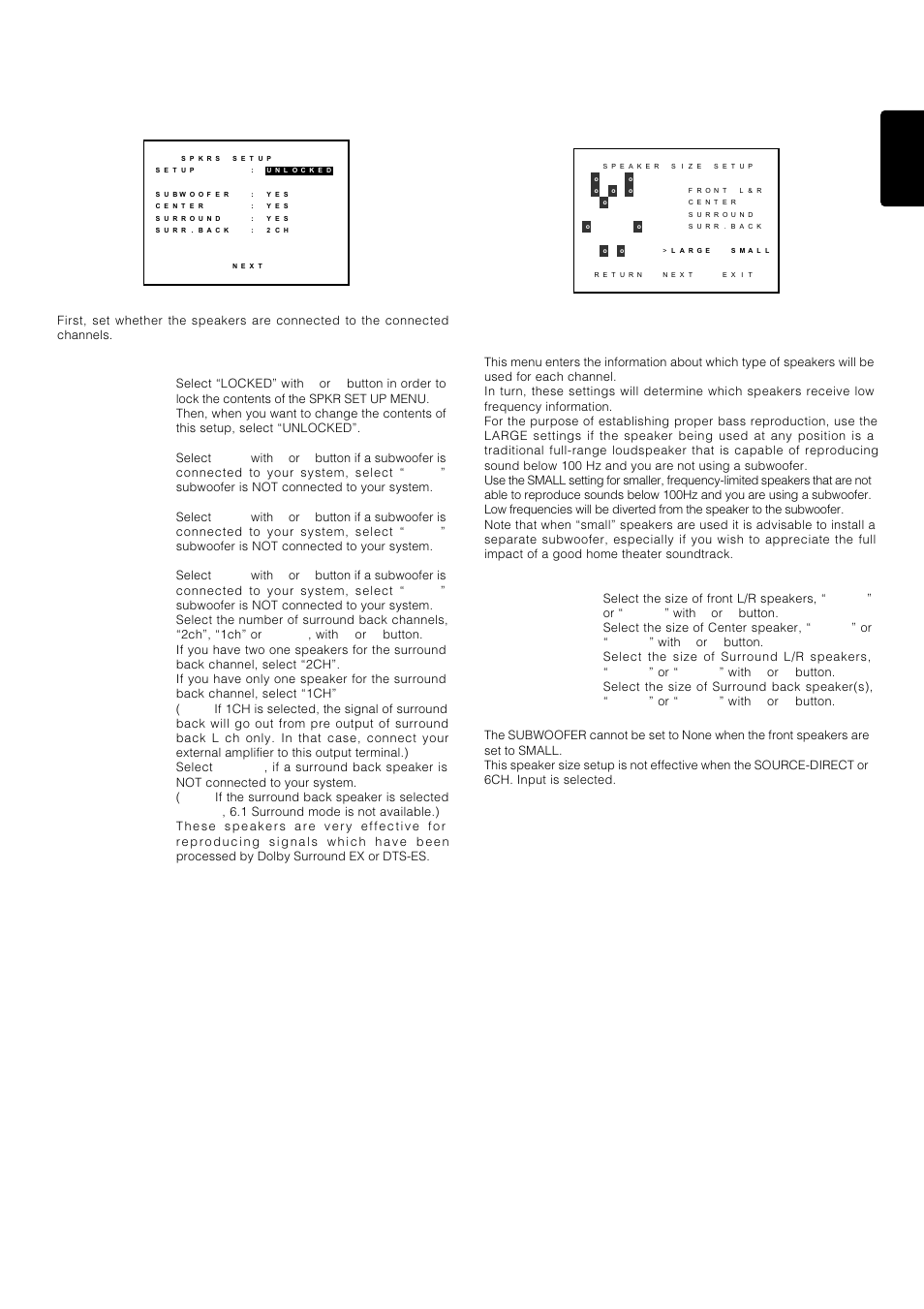 Speaker setup, Speaker size setup, 13 english | Marantz PS-17 User Manual | Page 23 / 44