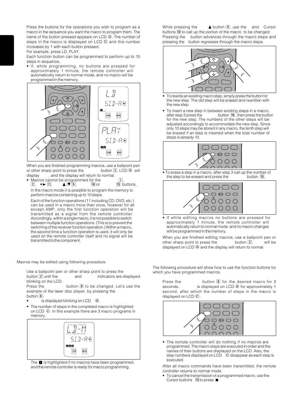 28 english, Using macros, Editing macros | Marantz PS-17 User Manual | Page 38 / 44