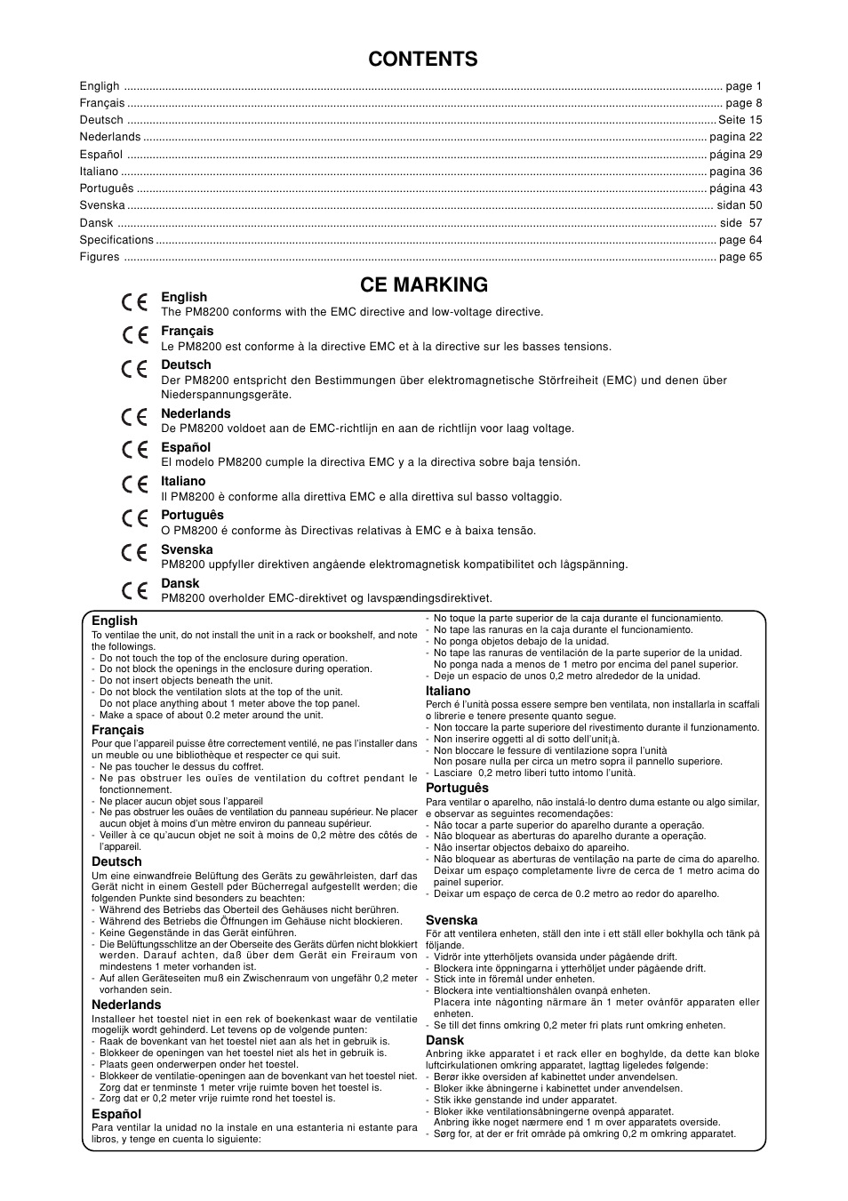 Ce marking contents | Marantz PM8200 User Manual | Page 3 / 12