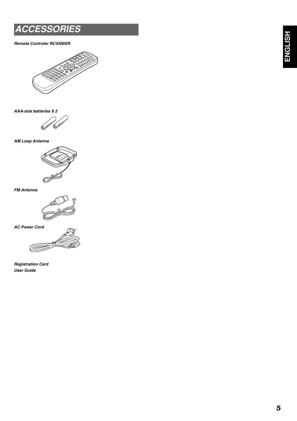 Accessories, 5english | Marantz SR4300N User Manual | Page 8 / 46