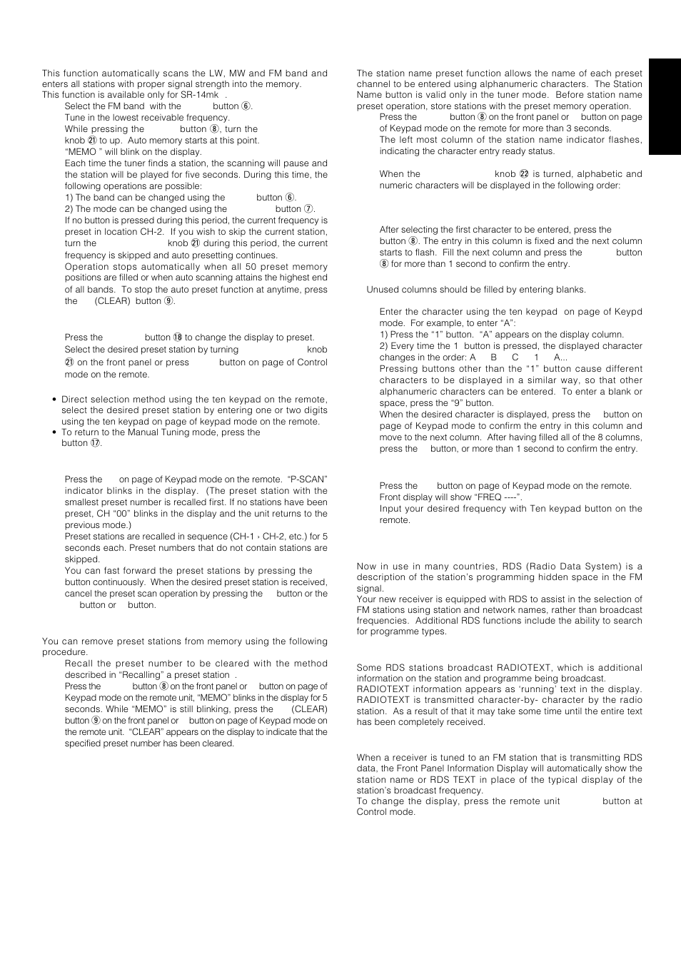 Rds operation (for s version only), English, Rds operation | Marantz SR-14mkII User Manual | Page 26 / 35
