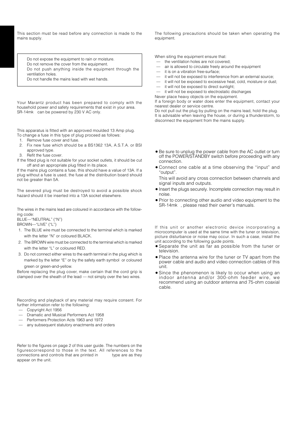 English, Foreword, Precautions | Marantz SR-14mkII User Manual | Page 9 / 35