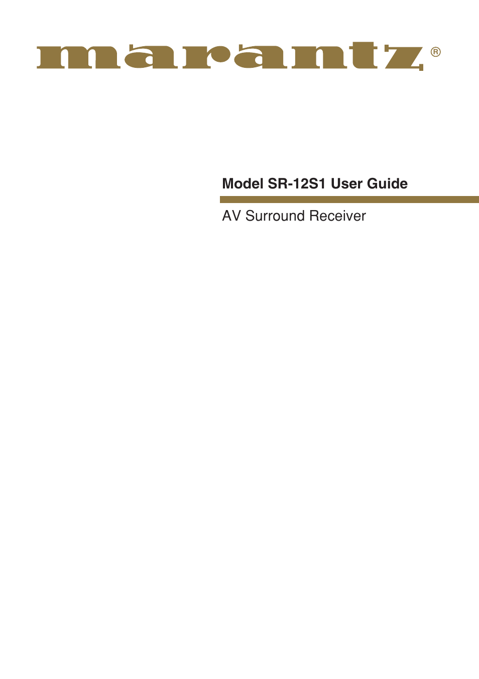 Marantz SR-12S1N User Manual | 58 pages