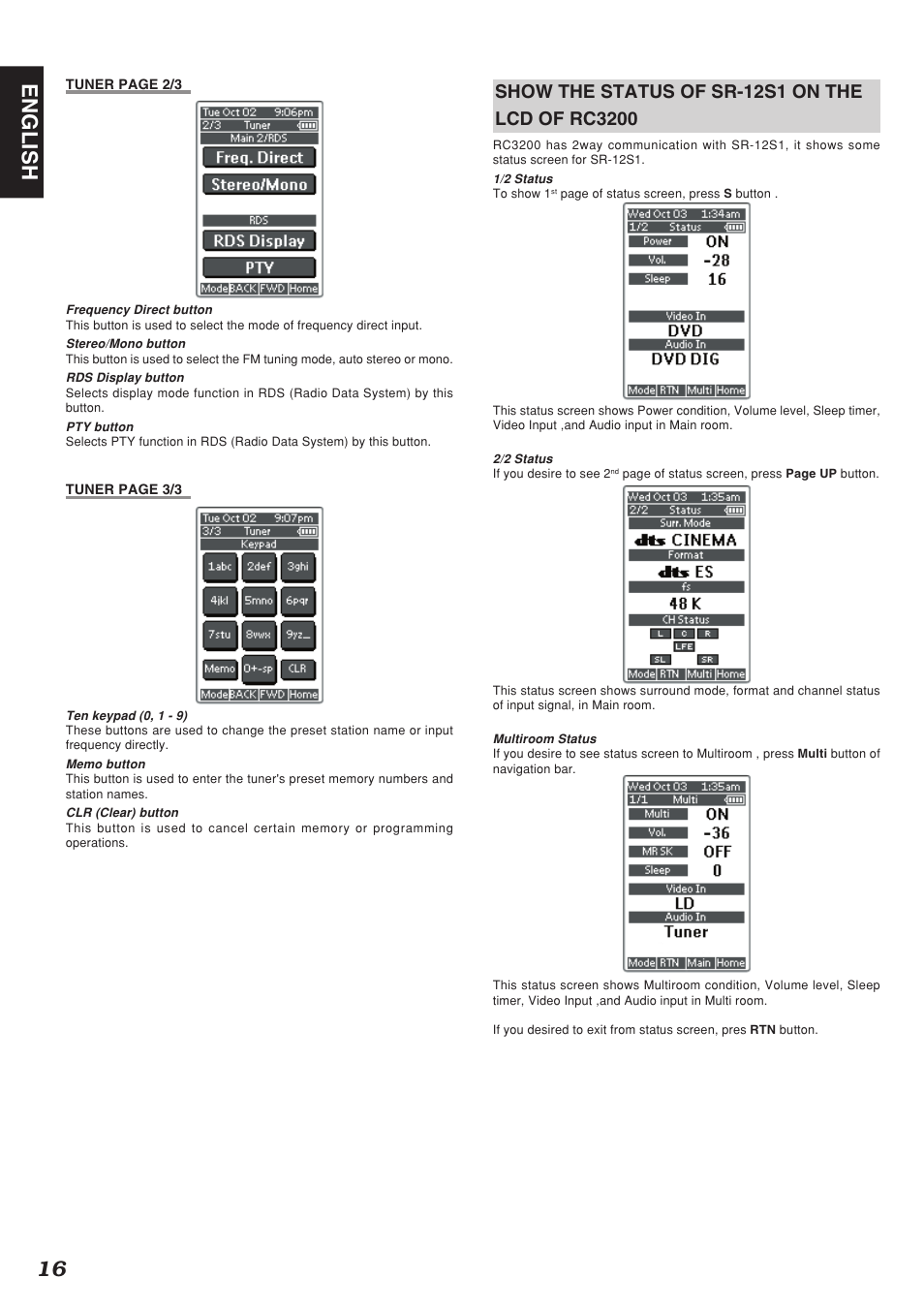 16 english | Marantz SR-12S1N User Manual | Page 19 / 58