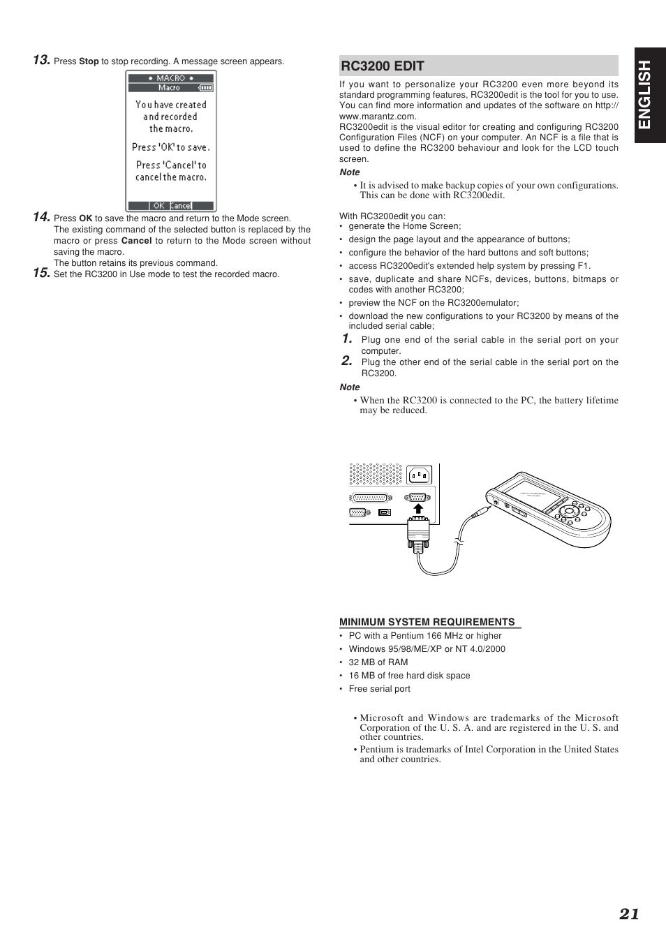 21 english, Rc3200 edit | Marantz SR-12S1N User Manual | Page 24 / 58