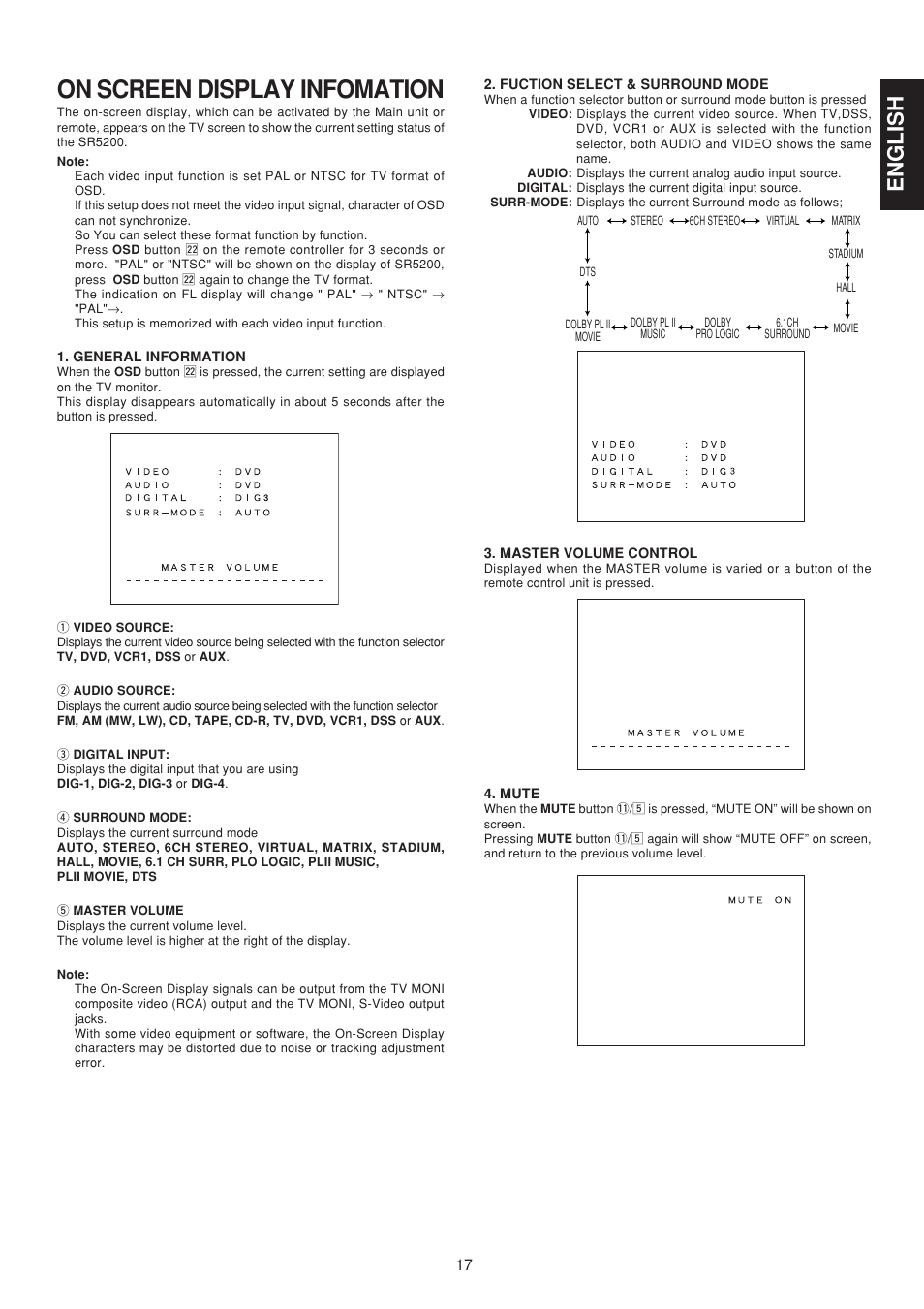 On screen display infomation, English | Marantz SR5200N User Manual | Page 23 / 34