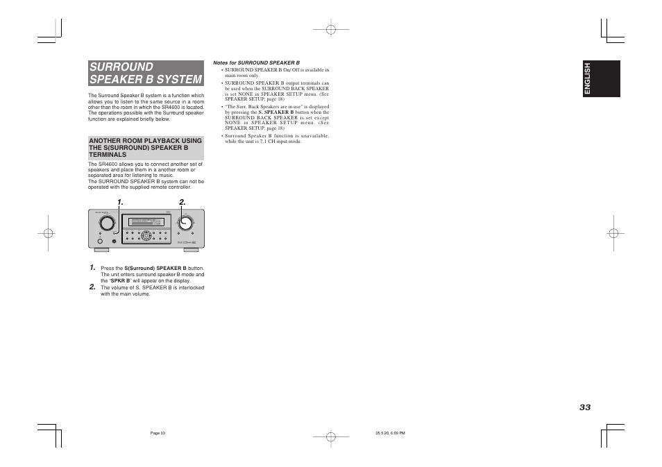 Surround speaker b system | Marantz SR4600N User Manual | Page 37 / 43