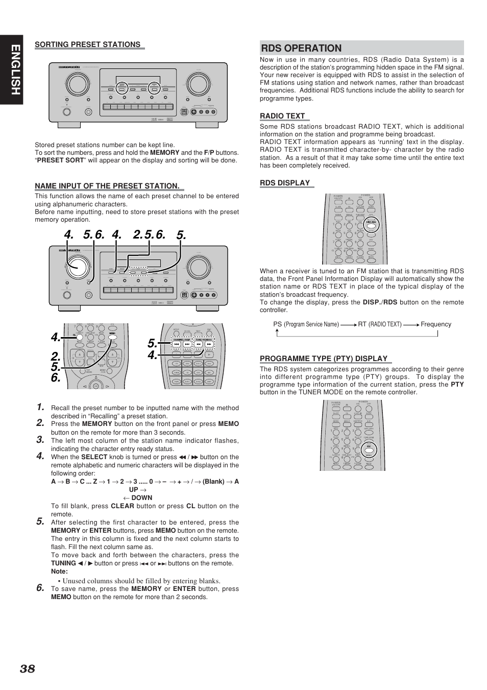 38 english, Rds operation | Marantz SR7300N User Manual | Page 41 / 54