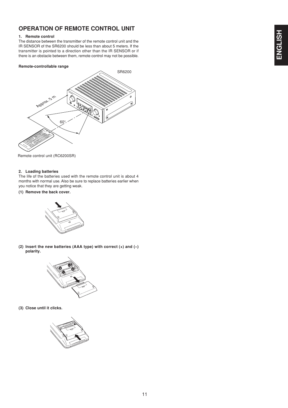 English, Operation of remote control unit | Marantz SR6200N User Manual | Page 17 / 32