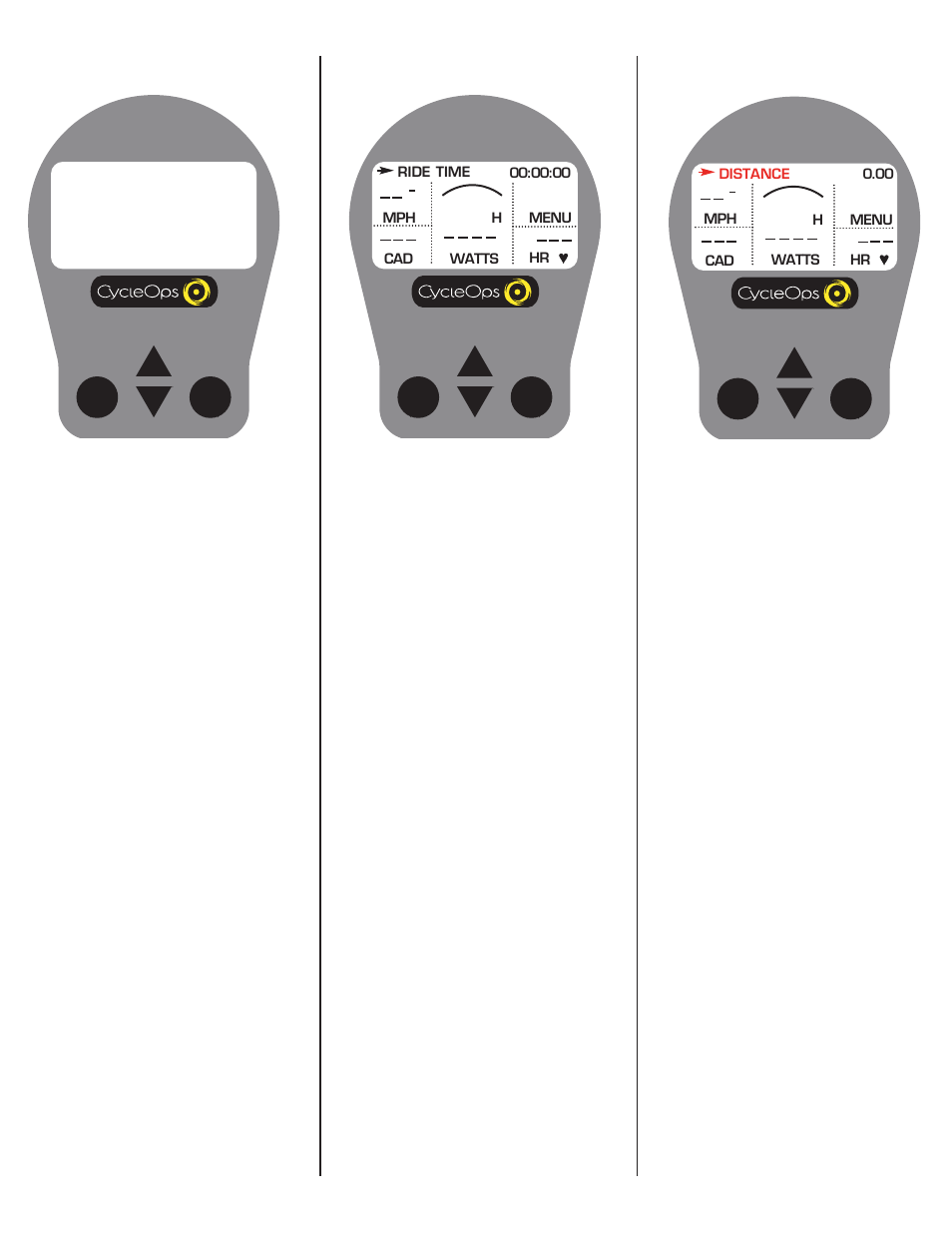 Console navigation functions dashboard display, Console navigation, Display definitions (scrolling top bar) | Distance | CycleOps PRO 300PT User Manual | Page 7 / 26