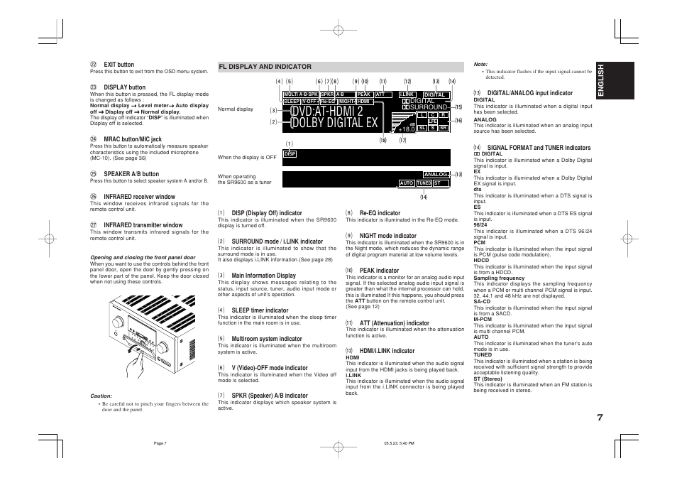 Dvd:at-hdmi 2 dolby digital ex | Marantz SR9600N User Manual | Page 11 / 71
