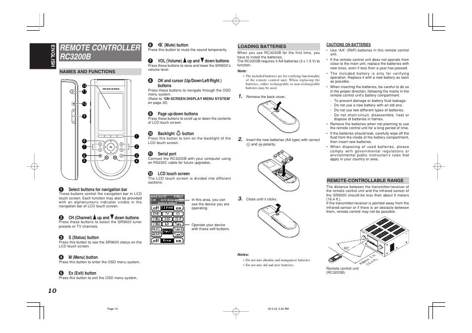 Remote controller rc3200b | Marantz SR9600N User Manual | Page 14 / 71