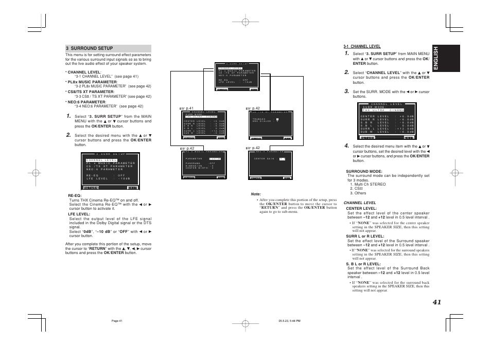 English, 3 surround setup | Marantz SR9600N User Manual | Page 45 / 71