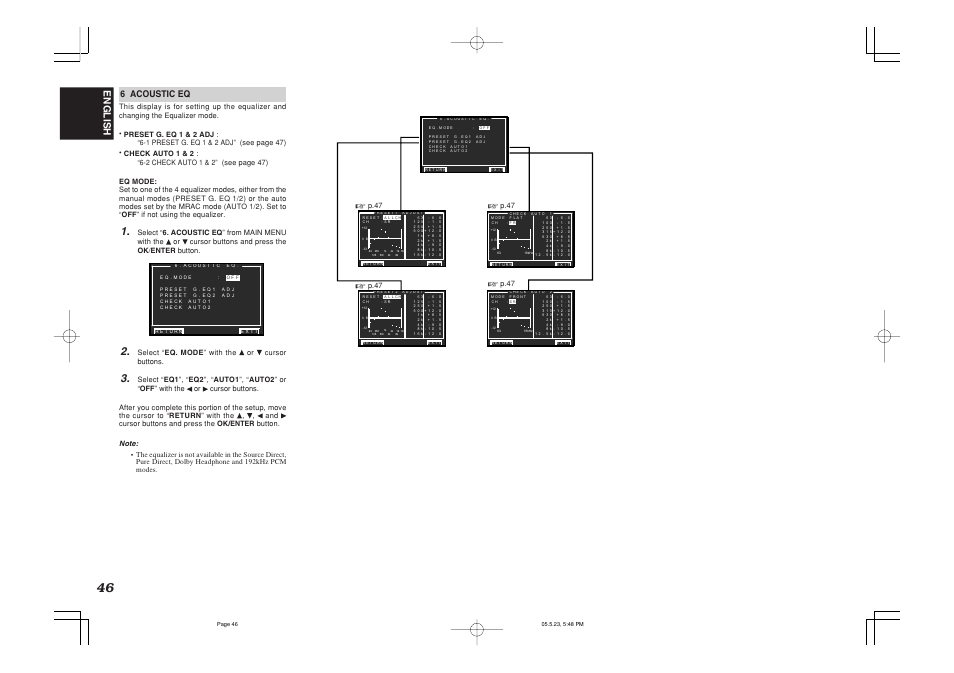 English, 6 acoustic eq | Marantz SR9600N User Manual | Page 50 / 71