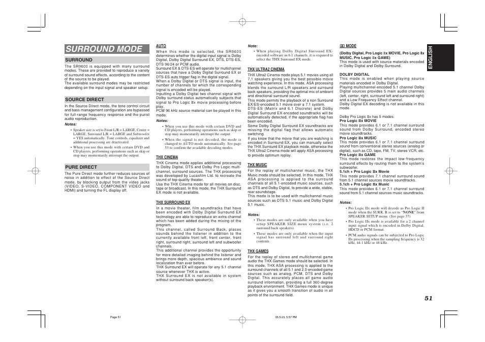 Surround mode | Marantz SR9600N User Manual | Page 55 / 71