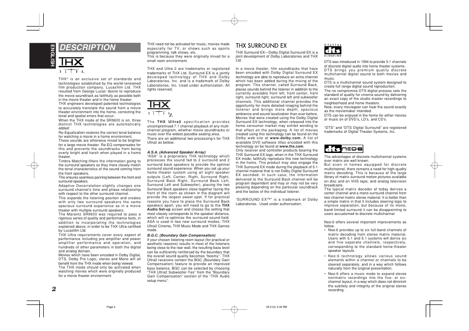 Description | Marantz SR9600N User Manual | Page 6 / 71