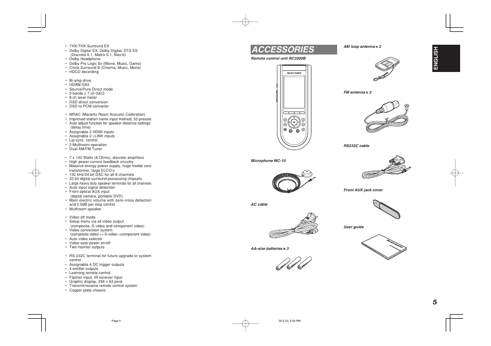 Accessories, Push | Marantz SR9600N User Manual | Page 9 / 71
