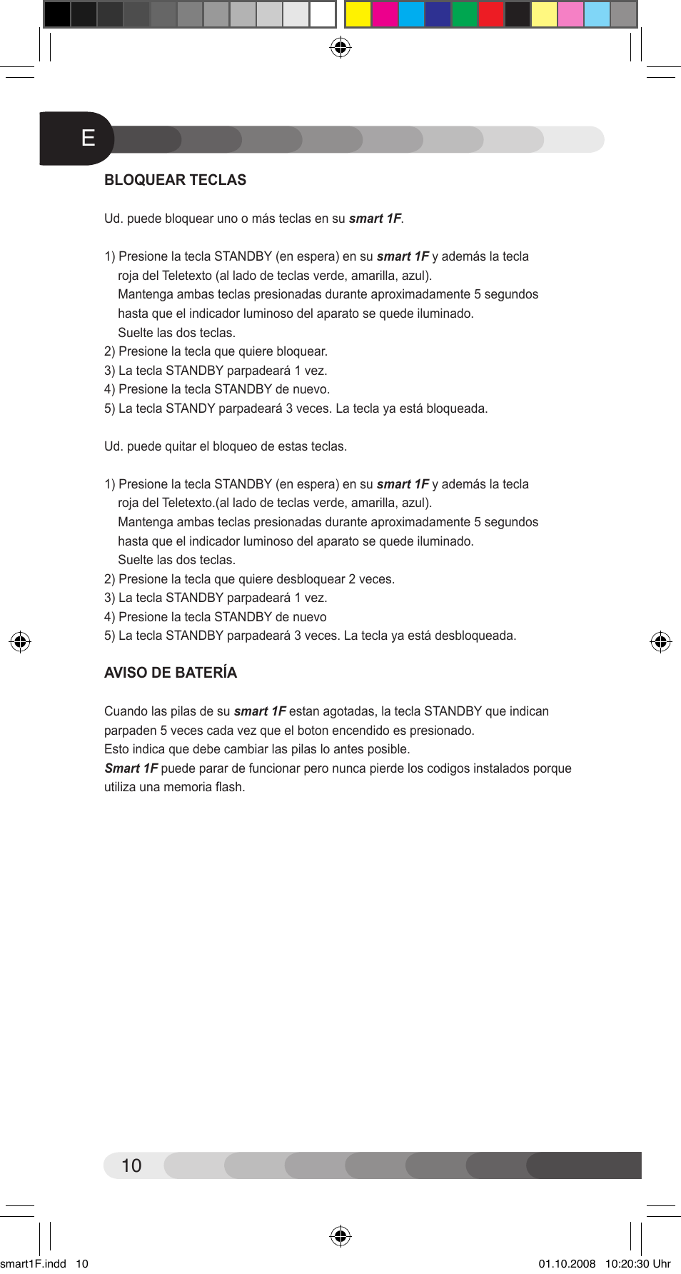 Classic Smart 1F Universal User Manual | Page 10 / 20