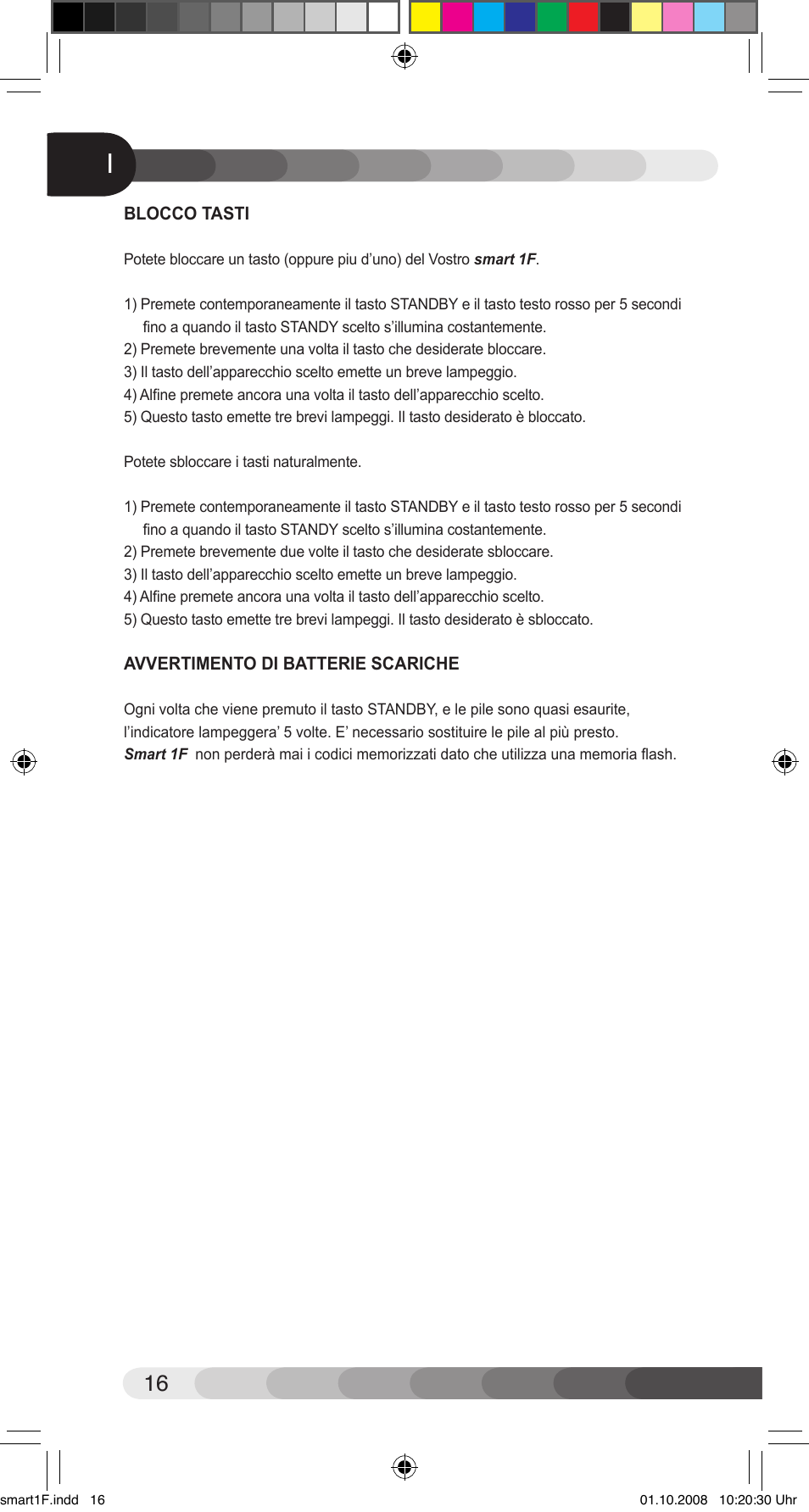 Classic Smart 1F Universal User Manual | Page 16 / 20