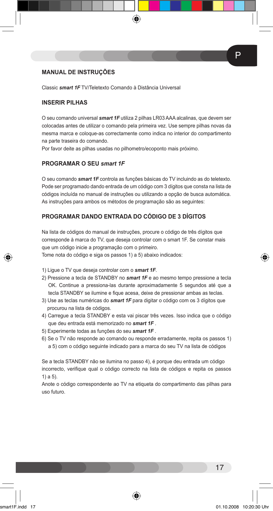 Classic Smart 1F Universal User Manual | Page 17 / 20