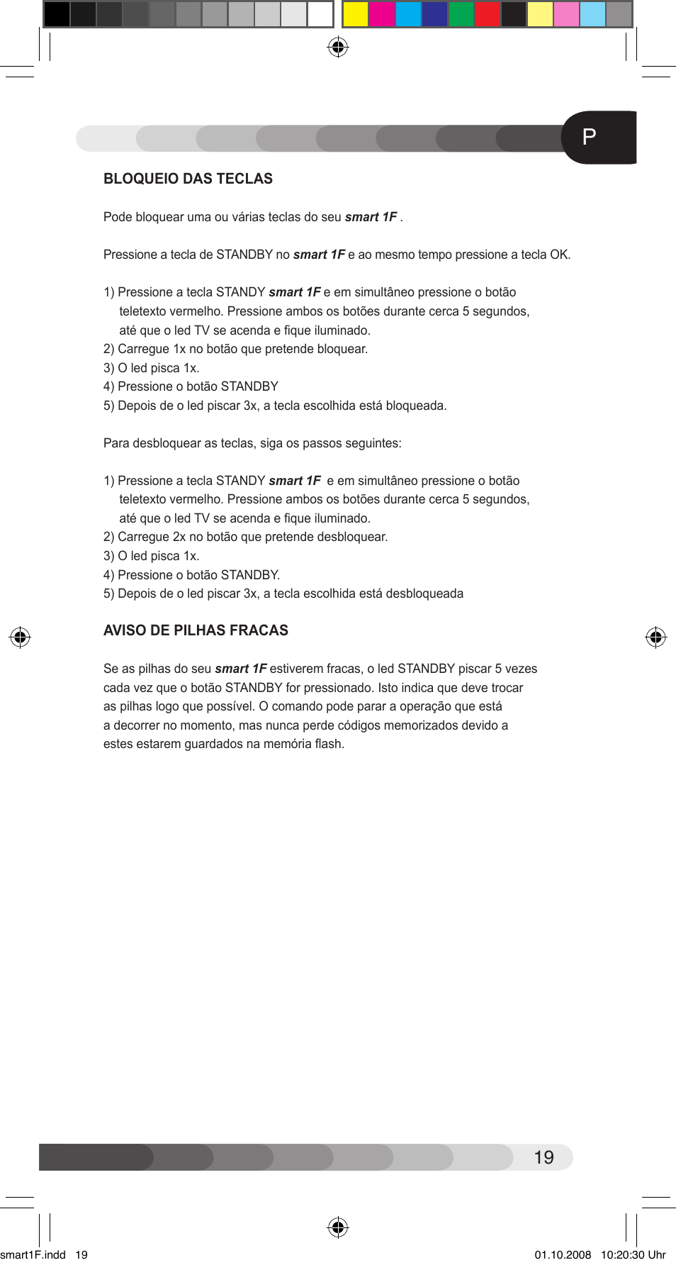 Classic Smart 1F Universal User Manual | Page 19 / 20