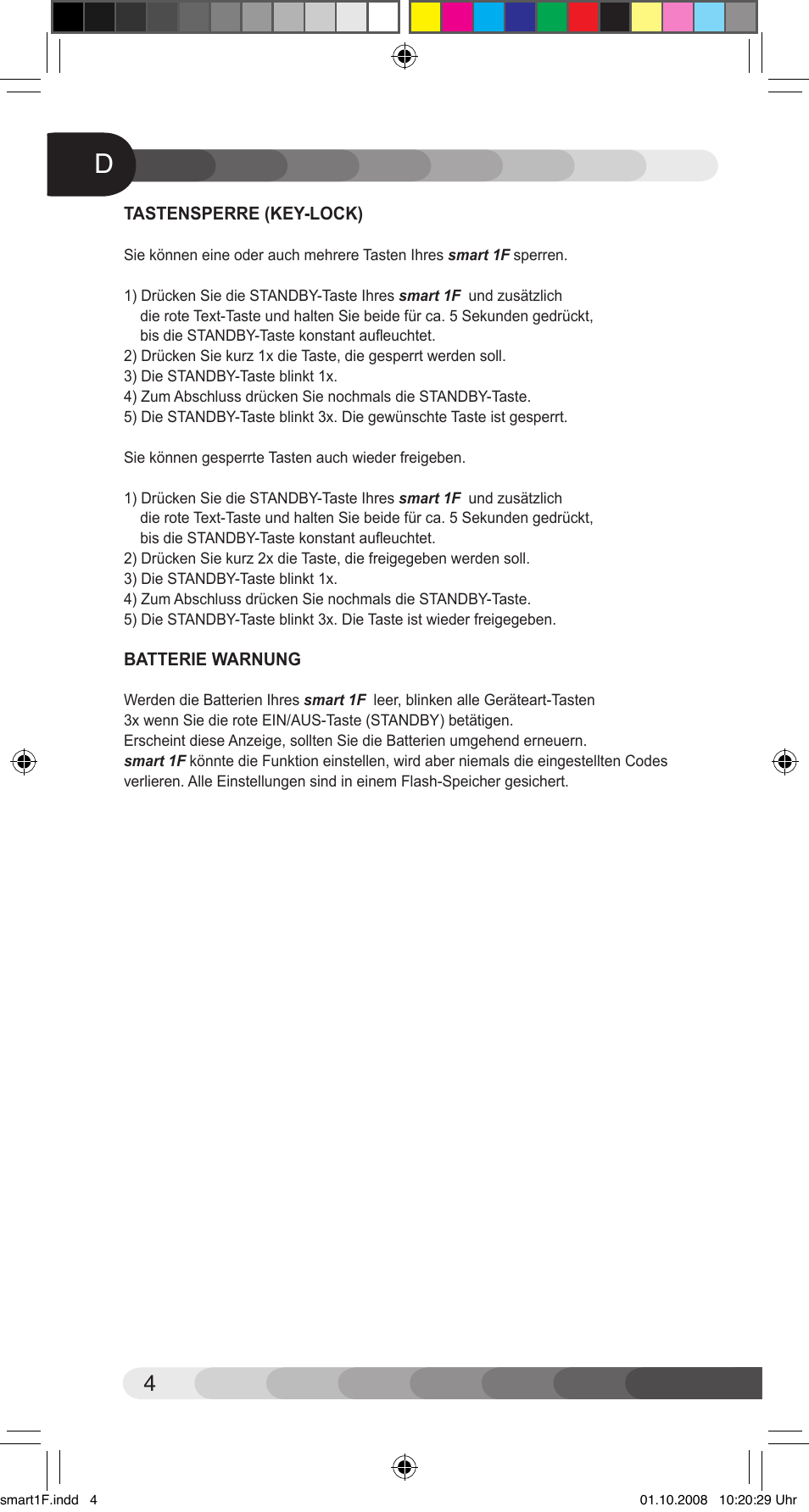 Classic Smart 1F Universal User Manual | Page 4 / 20