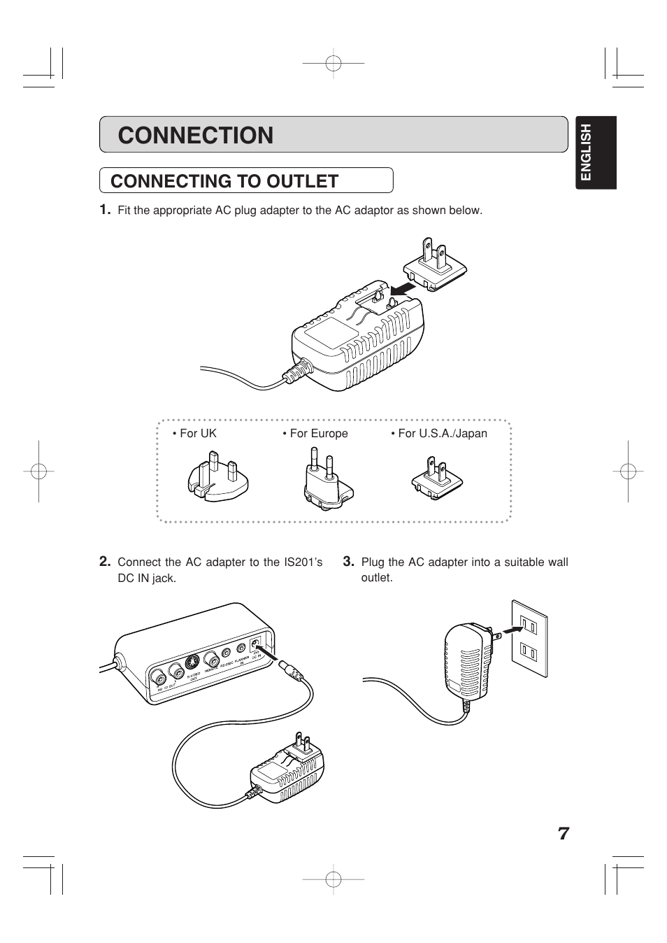 Connection, Connecting to outlet | Marantz IS201 User Manual | Page 15 / 26