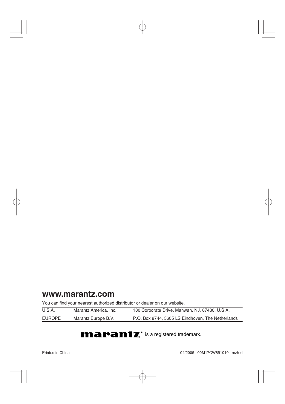 Marantz IS201 User Manual | Page 26 / 26