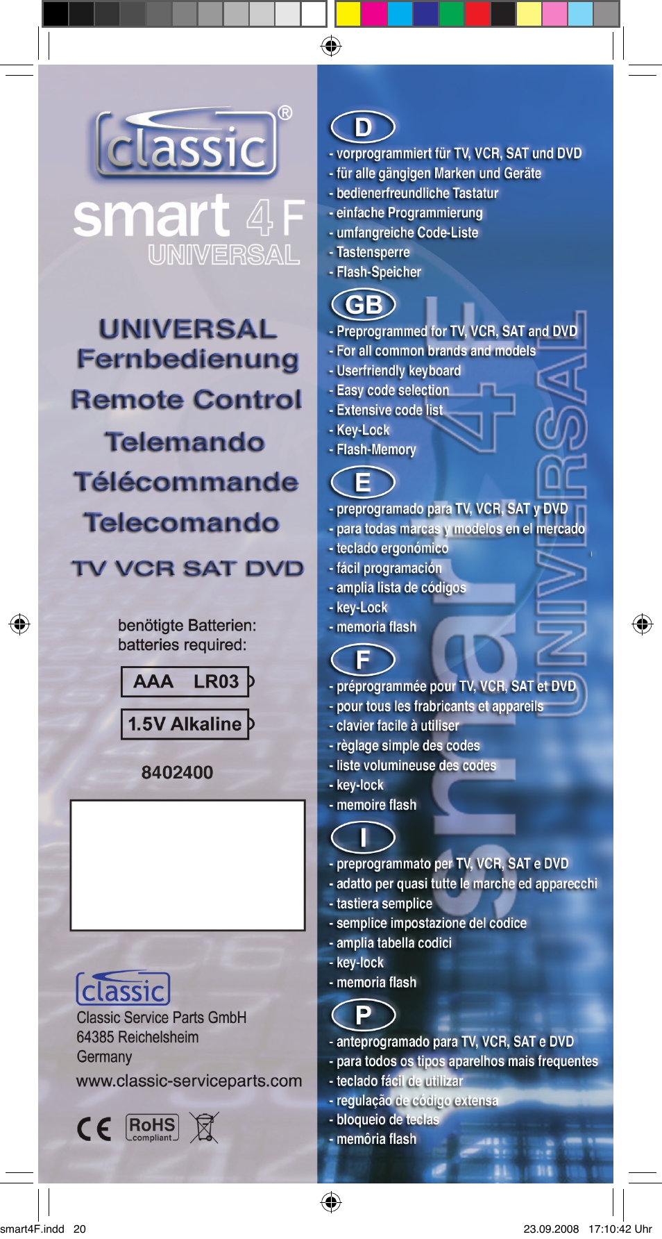 Classic Smart 4F User Manual | Page 20 / 20