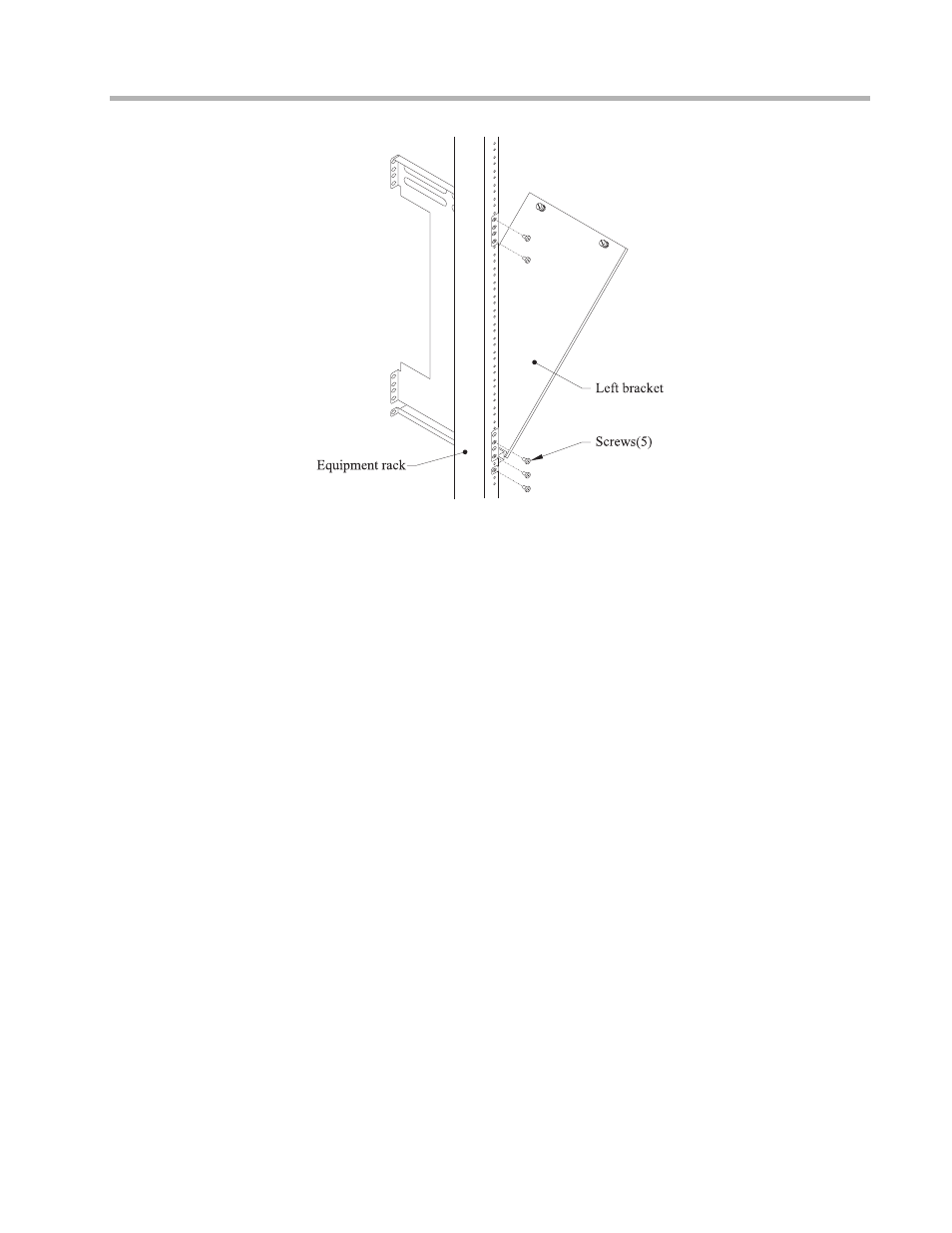 Left bracket installation, Figure 5. fastening the left bracket to the rack | Compatible Systems IntraPort A00-1869 User Manual | Page 16 / 44