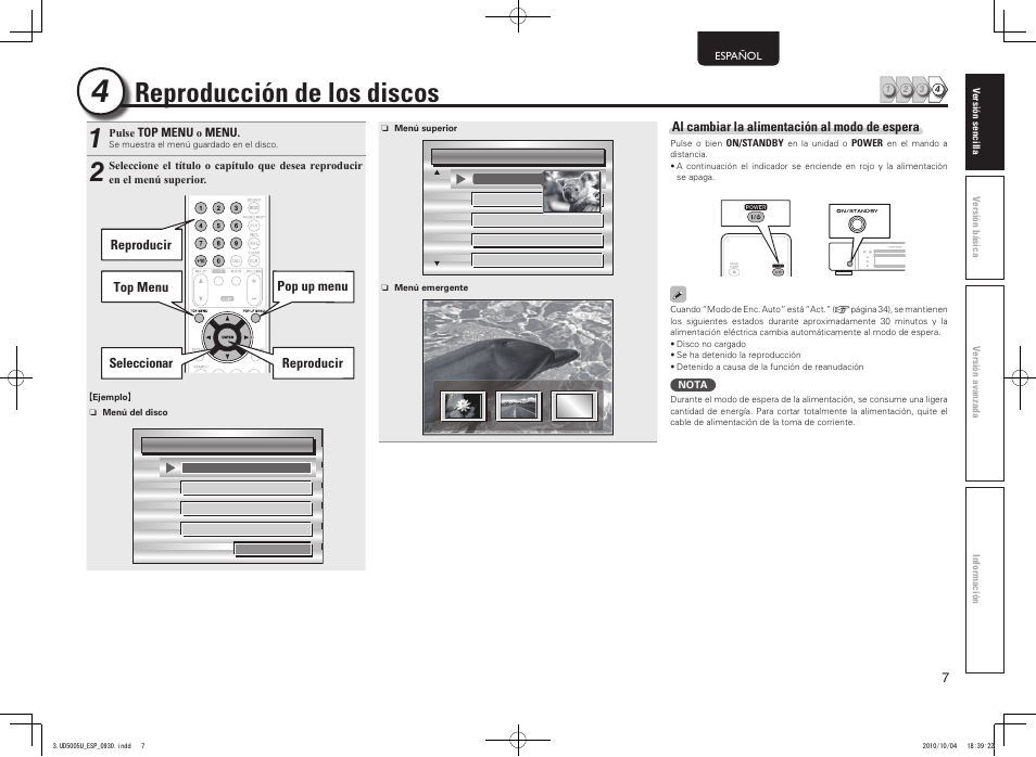 Reproducción de los discos | Marantz UD5005 User Manual | Page 11 / 72