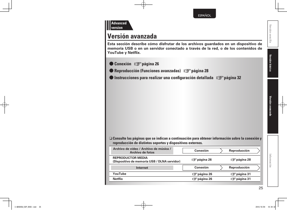 Versión avanzada | Marantz UD5005 User Manual | Page 29 / 72