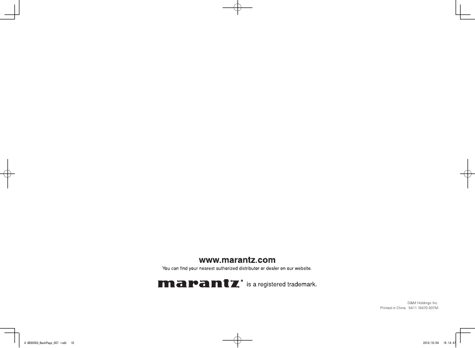 Marantz UD5005 User Manual | Page 72 / 72