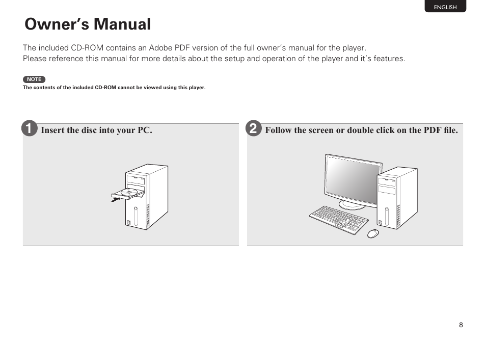 Owner’s manual | Marantz UD5007 Getting Started User Manual | Page 9 / 10