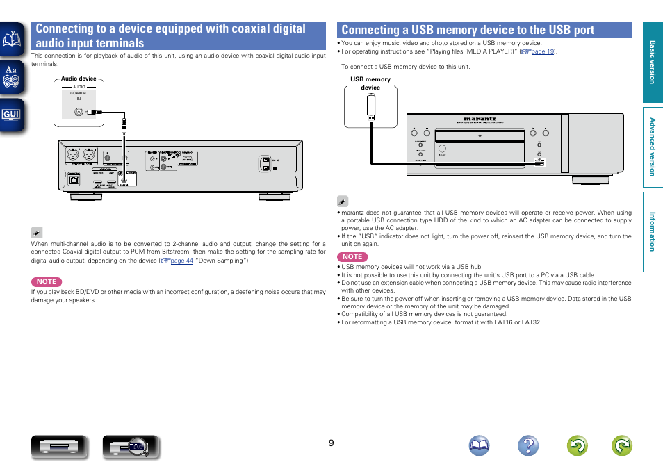 Connecting a usb memory device to the usb port | Marantz UD7007 User Manual | Page 12 / 81