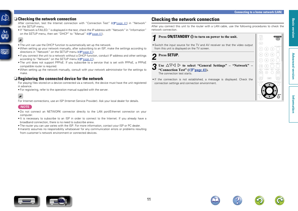 Checking the network connection | Marantz UD7007 User Manual | Page 14 / 81