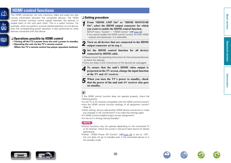 Hdmi control functions, Devices from one device, Hdmi control functions”) | Marantz UD7007 User Manual | Page 38 / 81
