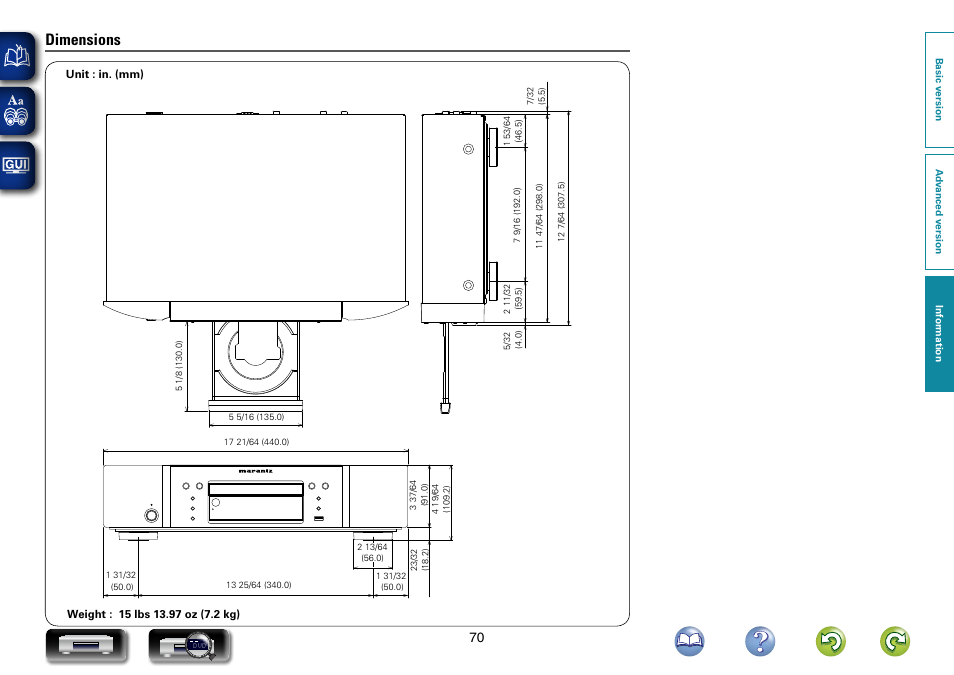 Dimensions | Marantz UD7007 User Manual | Page 73 / 81