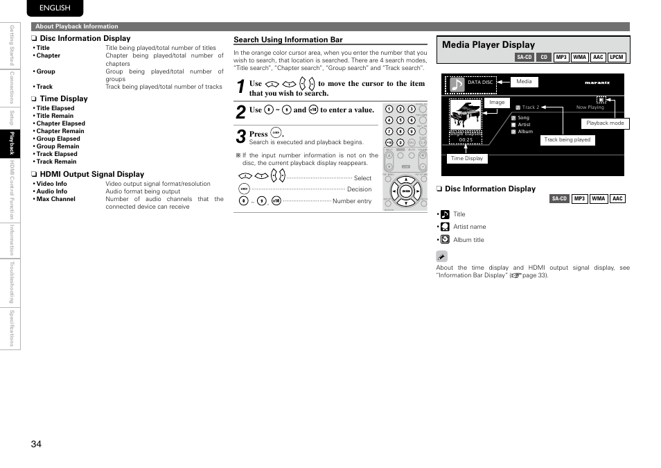 Media player display | Marantz UD8004 User Manual | Page 38 / 69