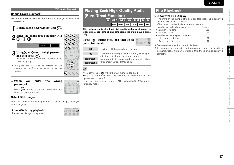 File playback | Marantz UD8004 User Manual | Page 41 / 69